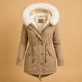 Long Winter Coat with Faux Fur Hood