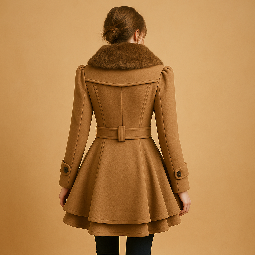 Long Winter Coat with Faux Fur Collar
