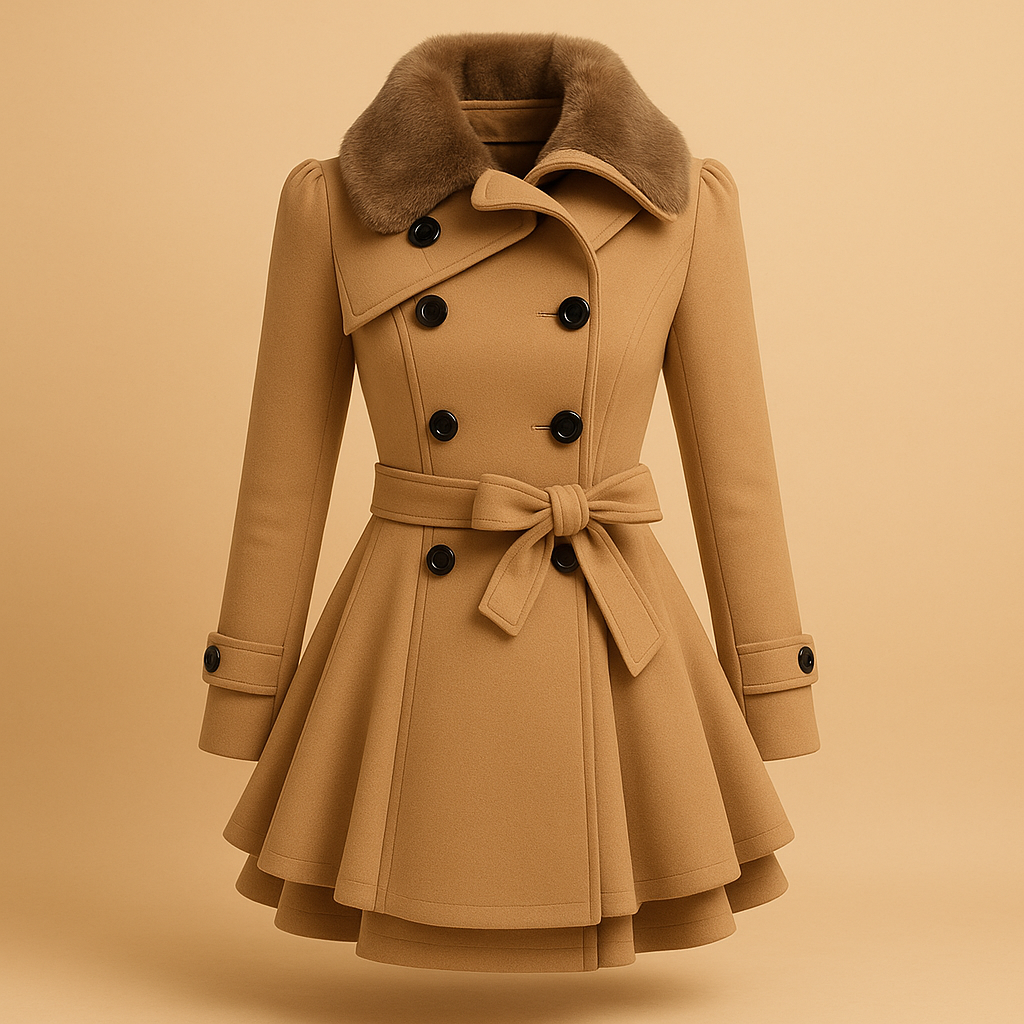 Long Winter Coat with Faux Fur Collar