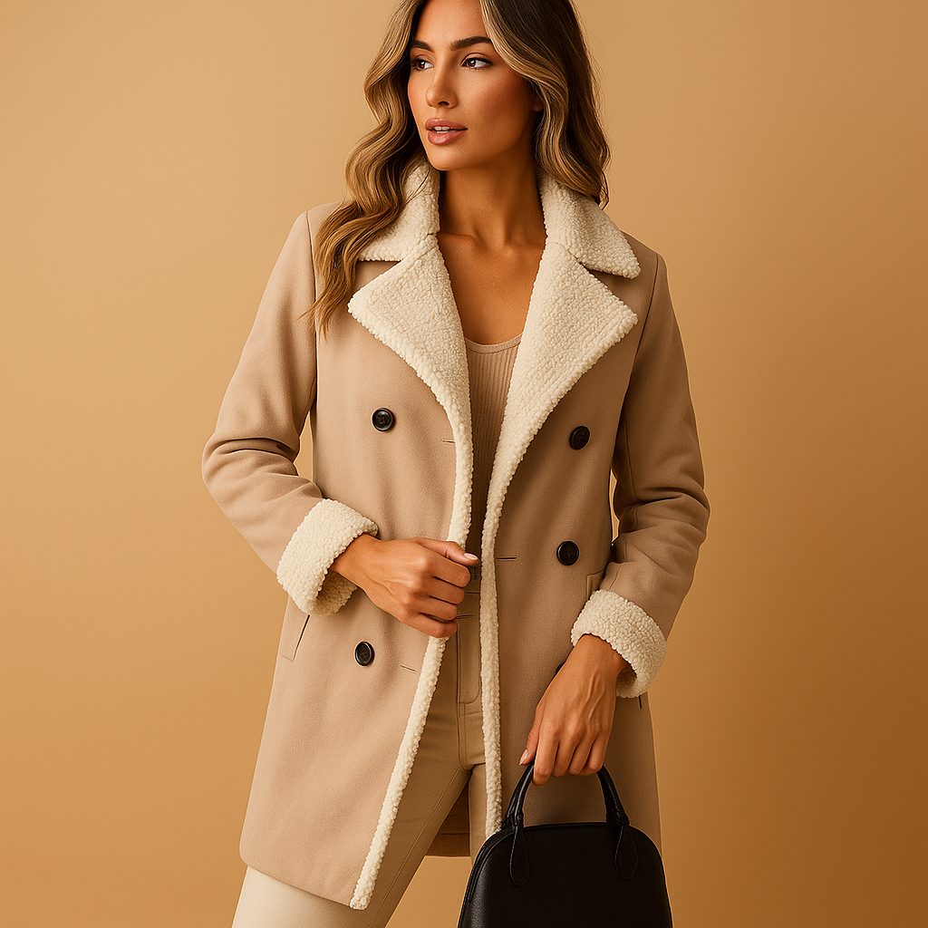 Long Cashmere Blend Coat with Lapel Collar