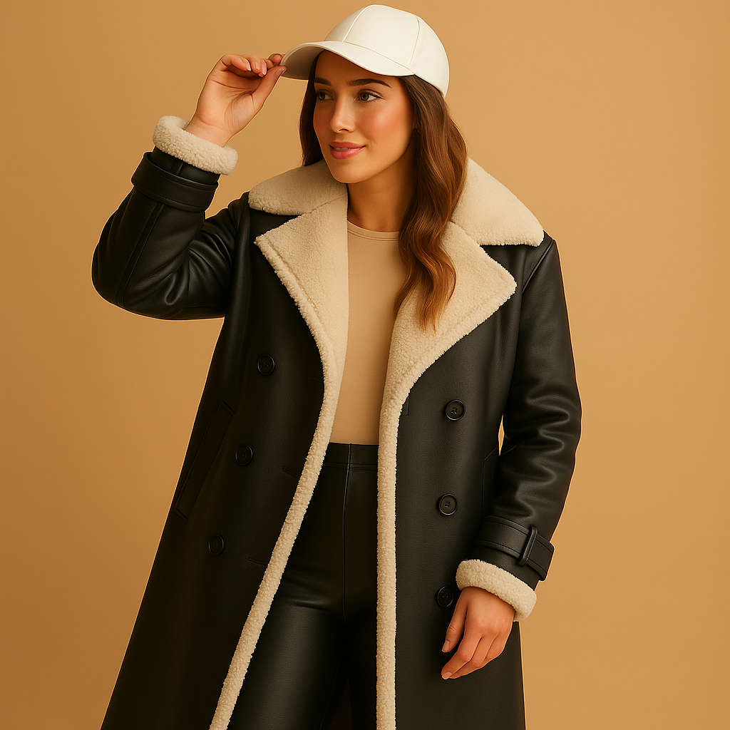 Long Cashmere Blend Coat with Lapel Collar