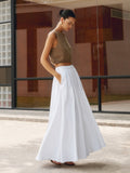 Women's High Waist Pleated Maxi Skirt