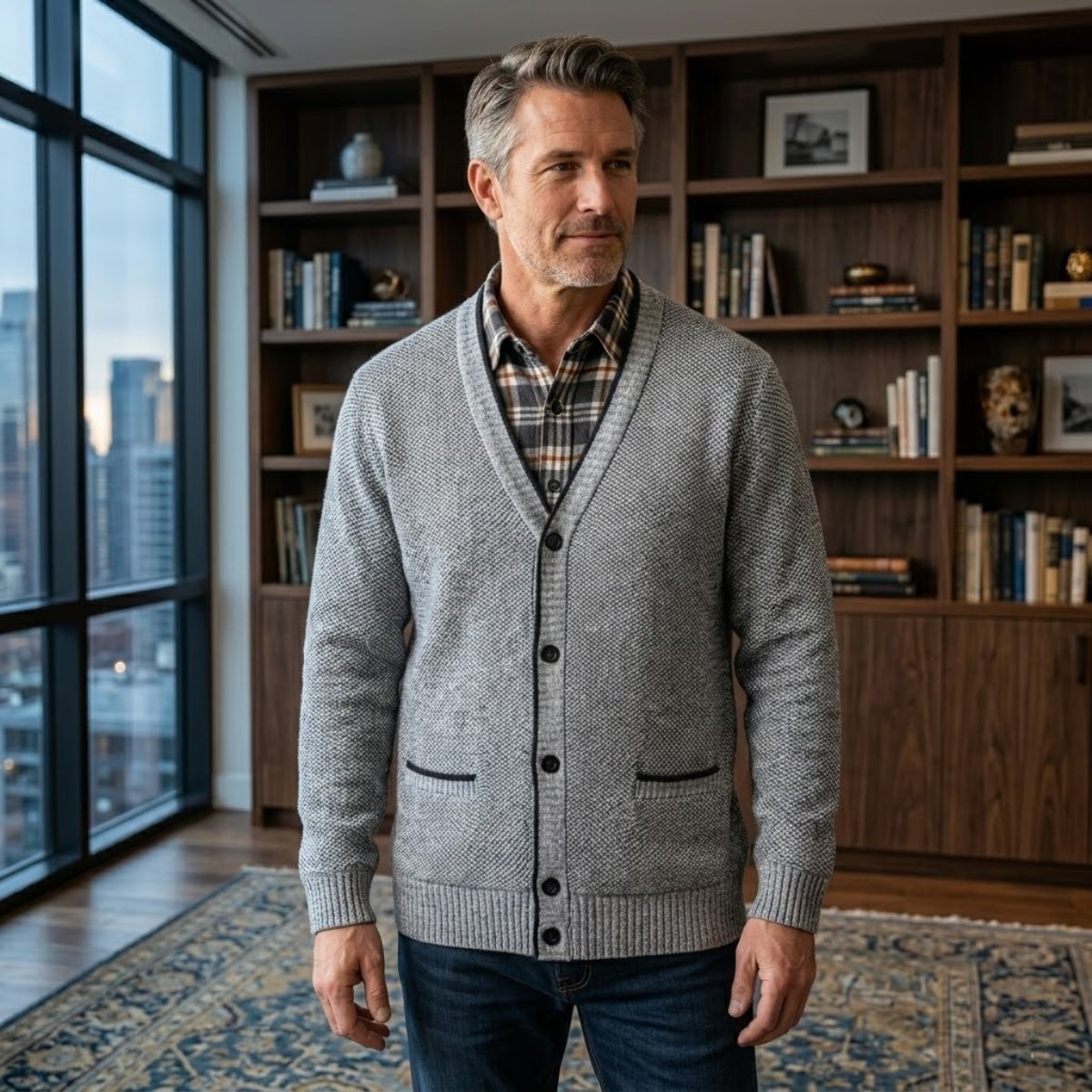 Quinn | Plaid Lined Button Up Cardigan