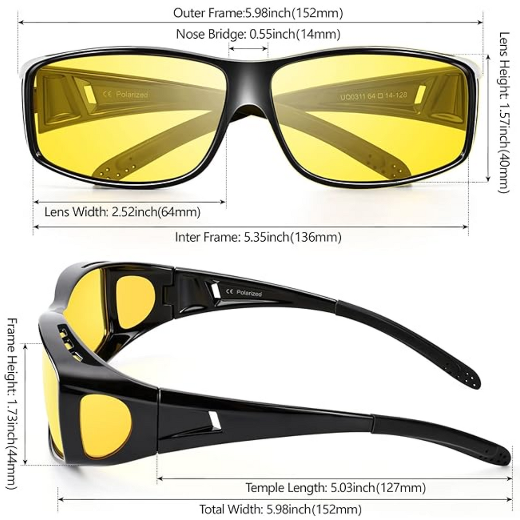 Unisex Polarized Night Driving Glasses with Anti-Glare Protection
