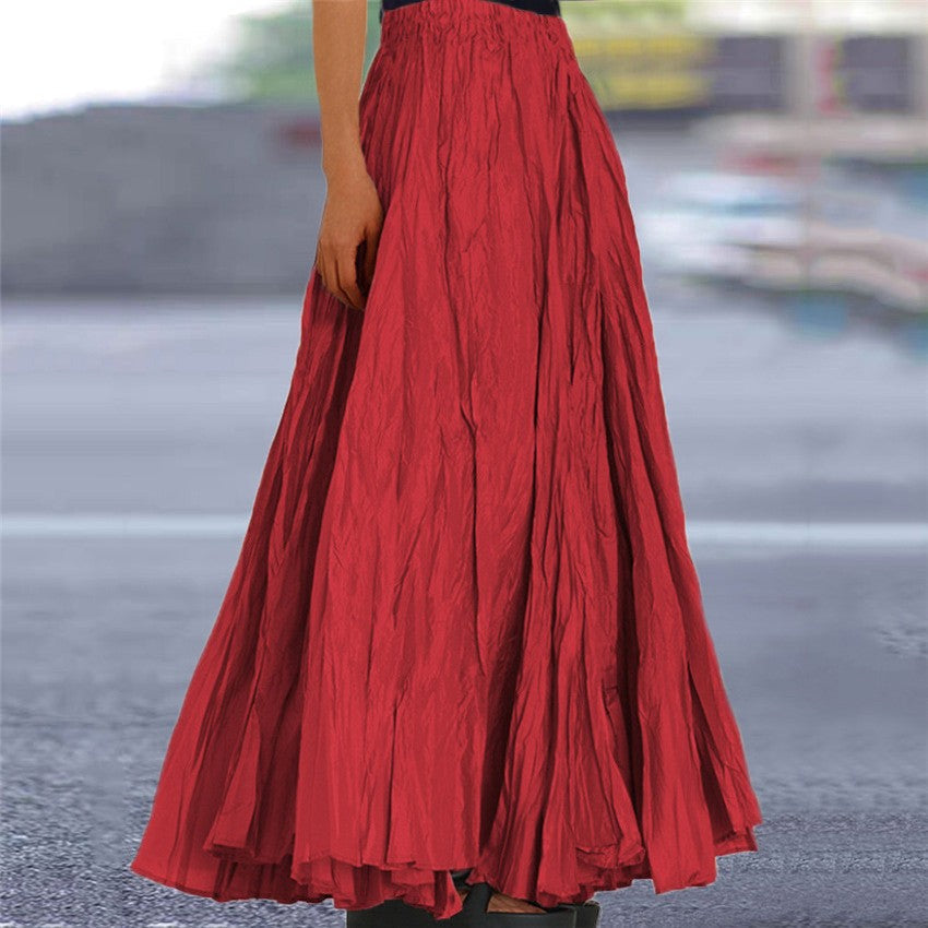 Women's A-Line Maxi Skirt Flowy Pleated