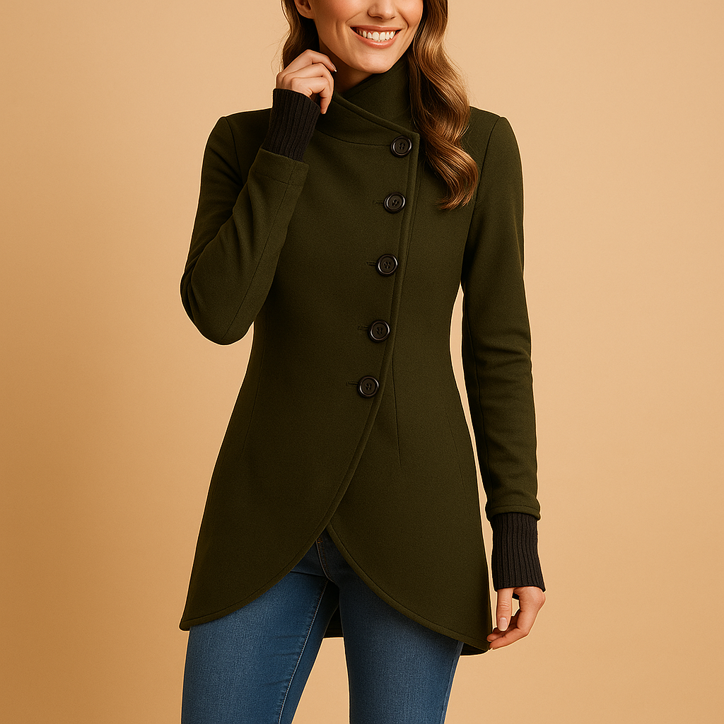Oversized Coat with Asymmetric Button Front