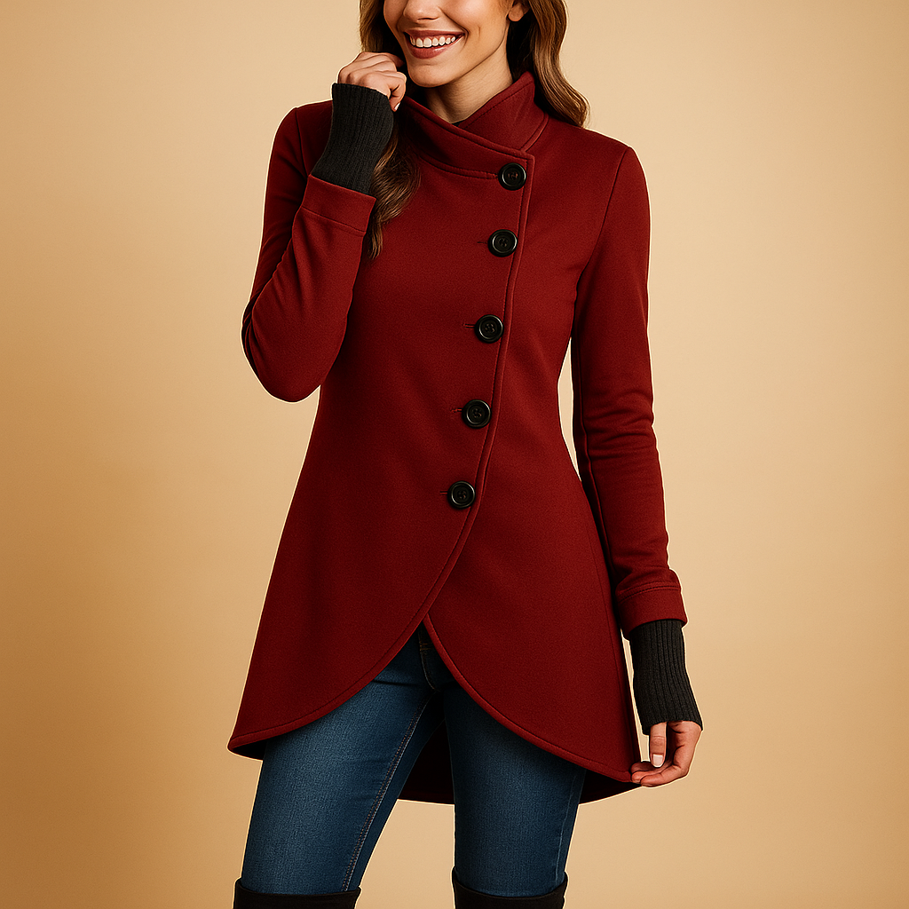 Oversized Coat with Asymmetric Button Front