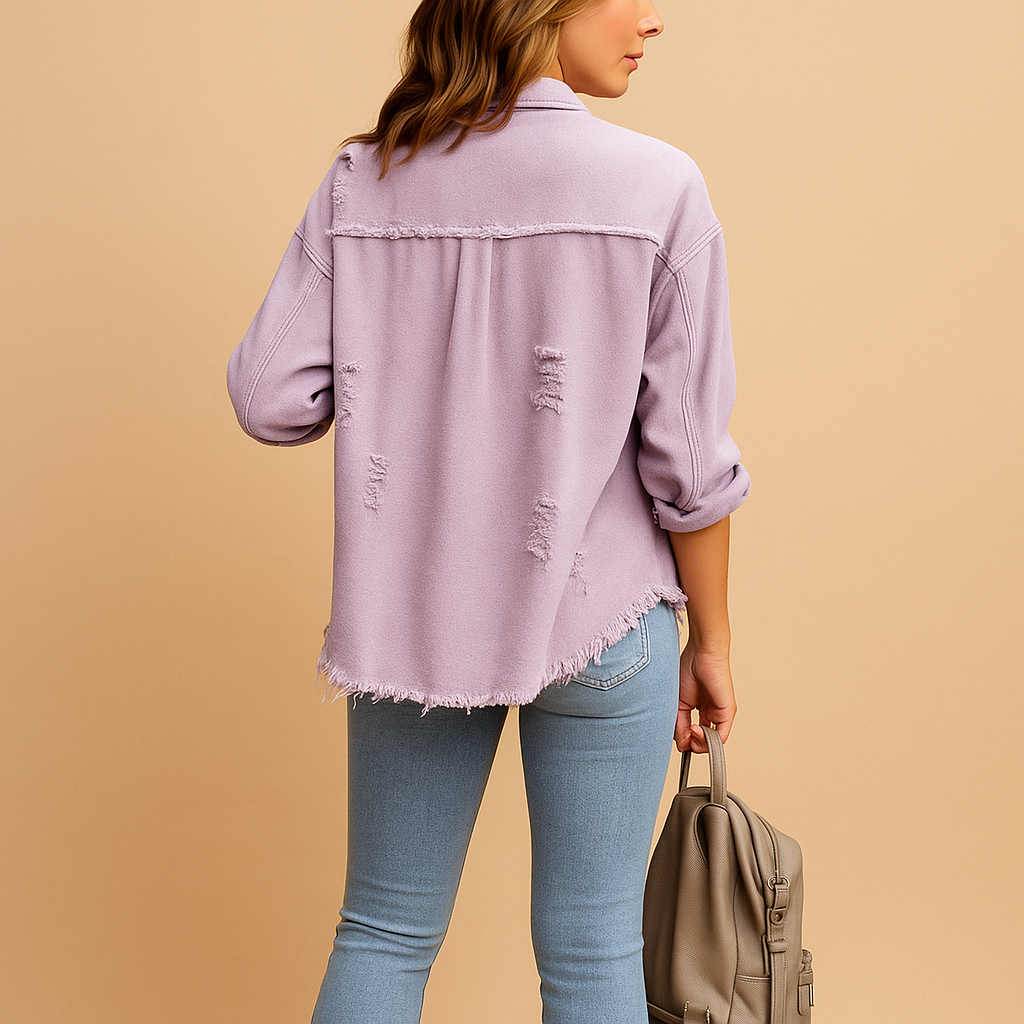 Oversized Distressed Denim Jacket