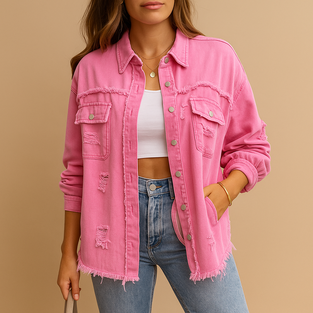 Oversized Distressed Denim Jacket