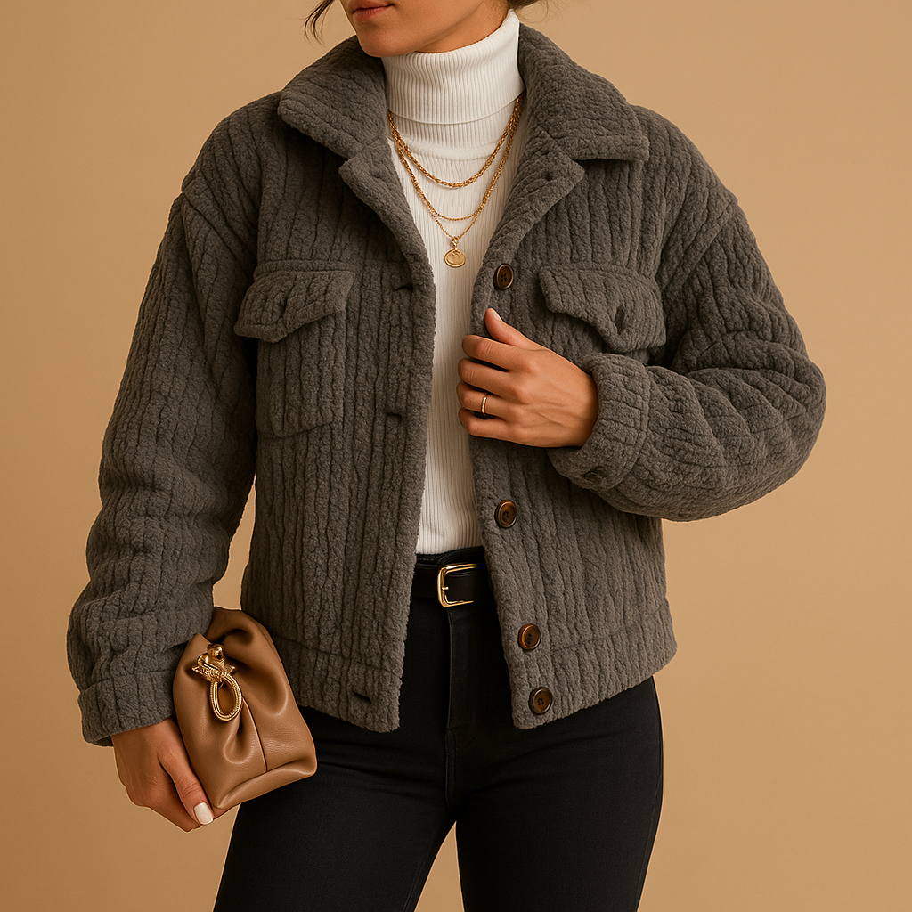 Oversized Jacket with Pearl Buttons
