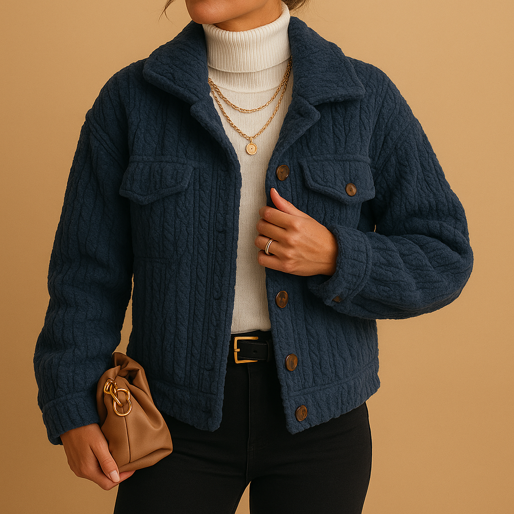 Oversized Jacket with Pearl Buttons