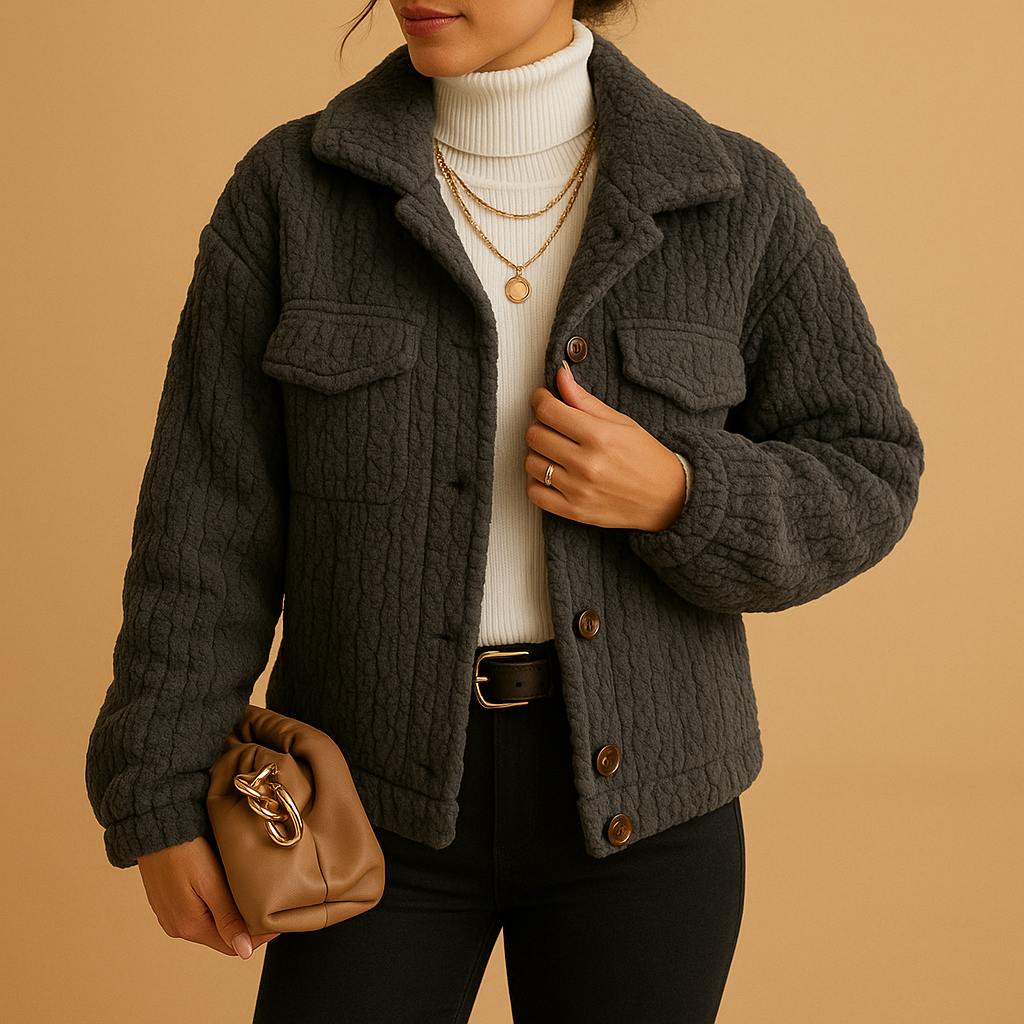 Oversized Jacket with Pearl Buttons