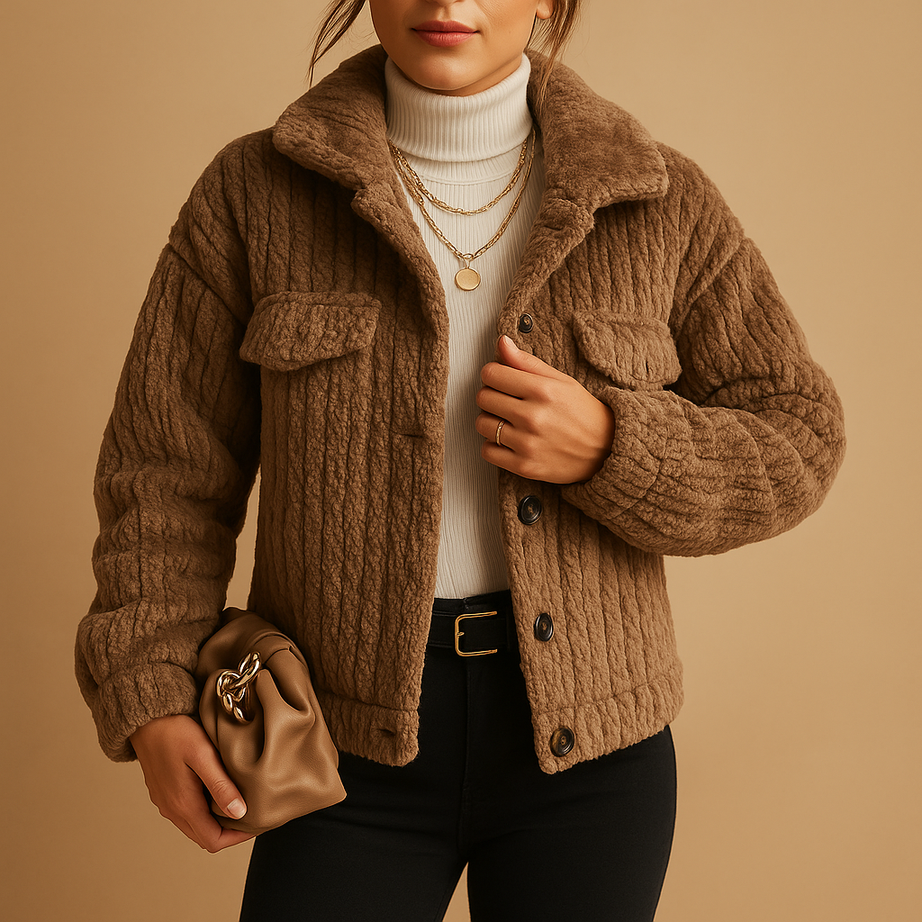 Oversized Jacket with Pearl Buttons