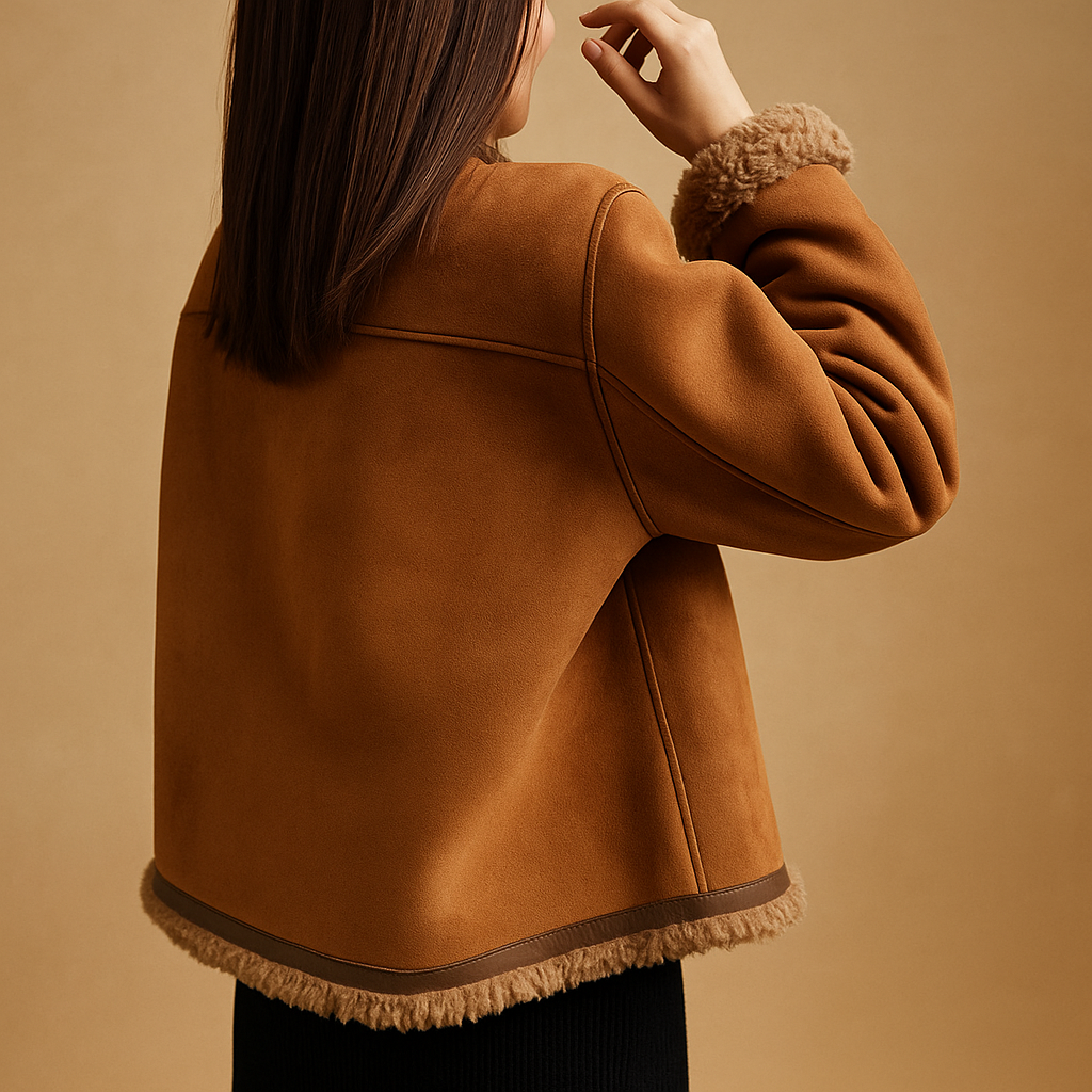 Suede Look Jacket with Fleece Lining