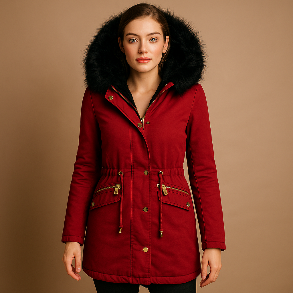 Thermal Winter Coat with Faux Fur Hood