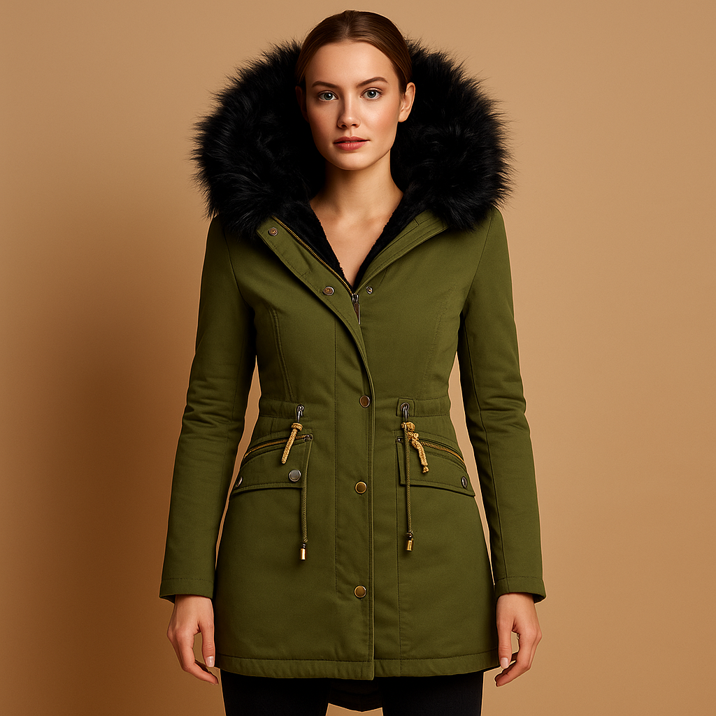 Thermal Winter Coat with Faux Fur Hood