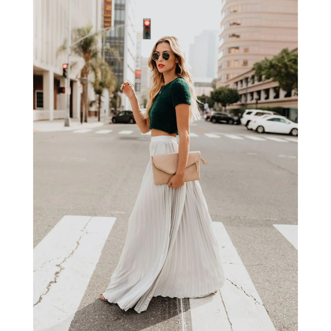 Women's Pleated Maxi Skirt | High Waist | Casual