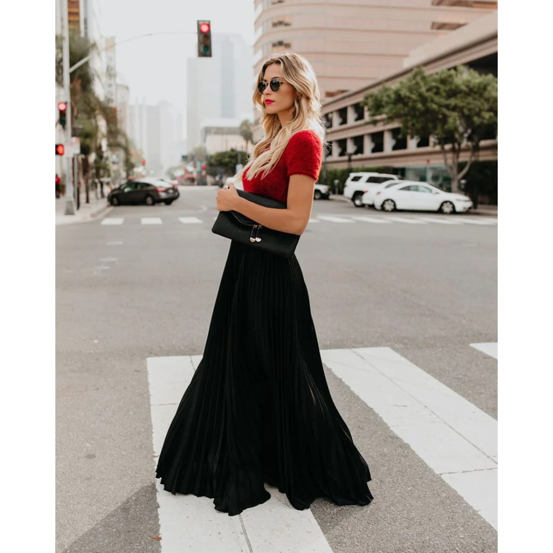 Women's Pleated Maxi Skirt | High Waist | Casual