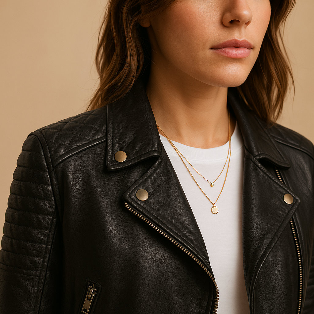 Faux Leather Jacket with Collar